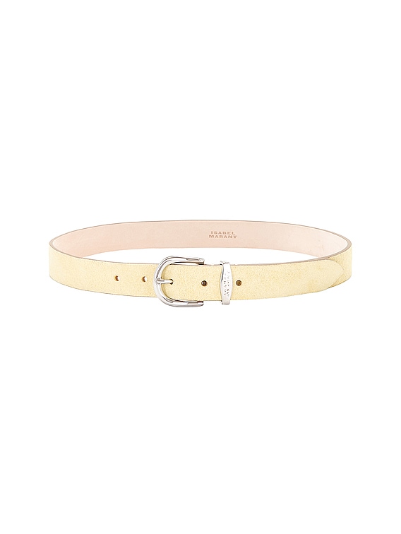 Light Yellow Suede Leather Belt