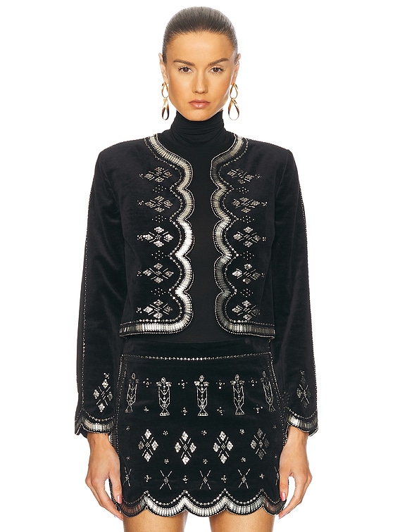 Isabel Marant Hady Jacket in Black & Silver | FWRD