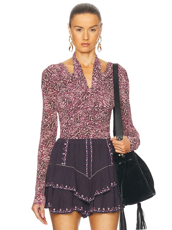 Isabel Marant Vonda Top in Purple & Ecru | FWRD