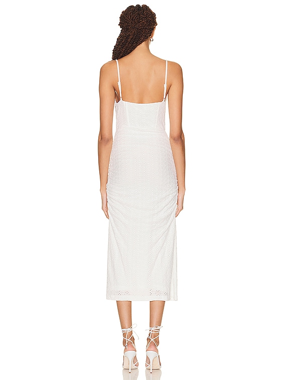 JONATHAN SIMKHAI STANDARD Moira Broderie Anglaise Bustier Midi Dress in  White | FWRD