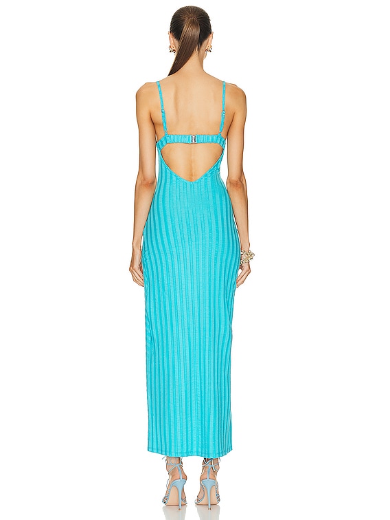 JONATHAN SIMKHAI STANDARD Annalyse Compact Rib Jersey Midi Slip Dress in Vivid Turquoise | FWRD JONATHAN SIMKHAI STANDARD Annalyse Compact Rib Jersey Midi Slip Dress in Vivid Turquoise | FWRD