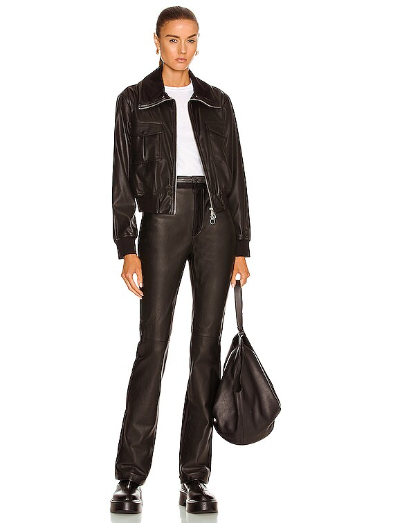 JONATHAN SIMKHAI STANDARD Zoey Vegan Leather Bomber Jacket in