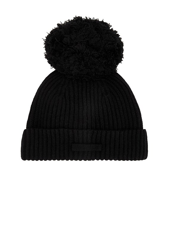 Jean Paul Gaultier Beanie With Pom Pom in Black | FWRD display picture 1