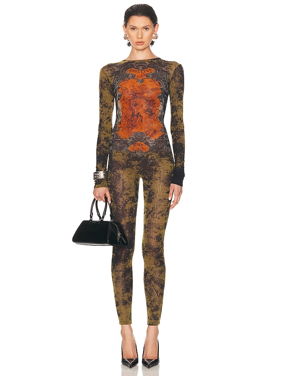 Médaillon Mesh Printed Catsuit