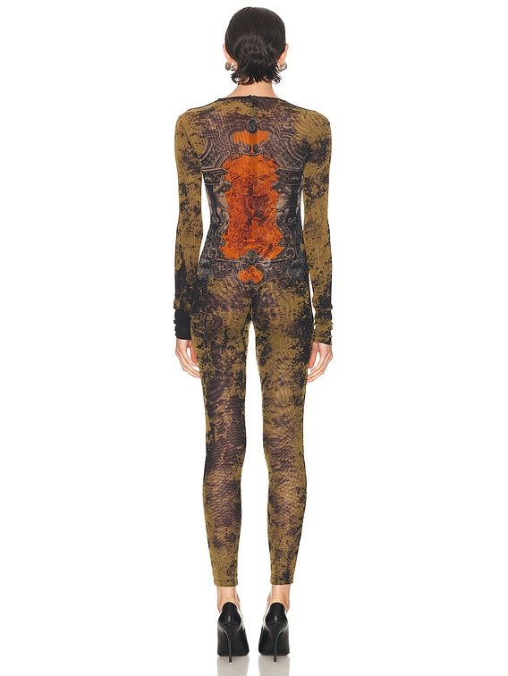 Médaillon Mesh Printed Catsuit