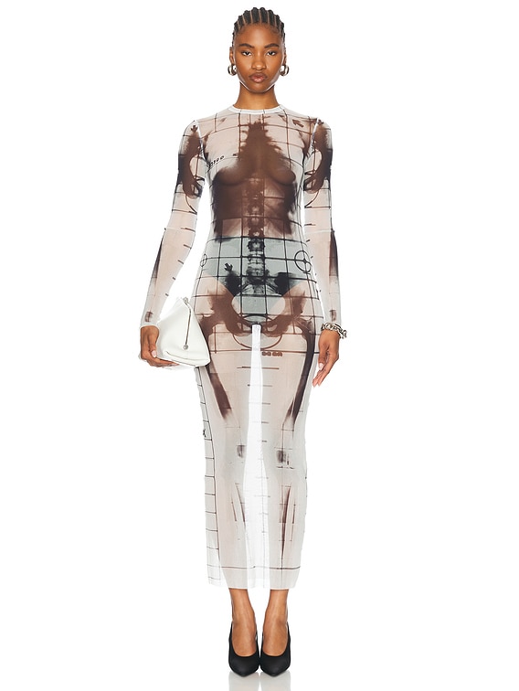 Jean Paul Gaultier Squeletor Long Dress in White & Black | FWRD Jean Paul Gaultier Squeletor Long Dress in White & Black | FWRD