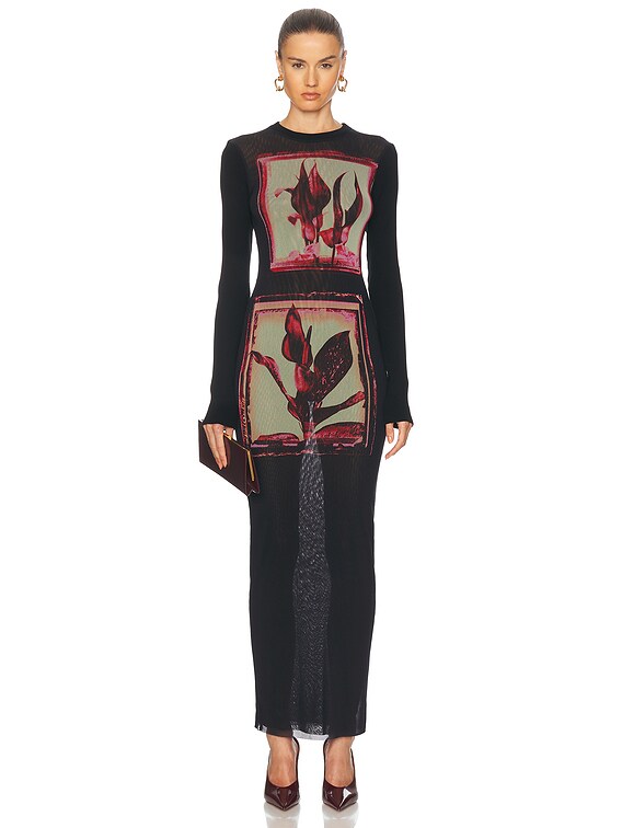 Jean Paul GAULTIER　レースガーデン Jean Paul Gaultier Flowers Cadres Long Dress in Black, Pink