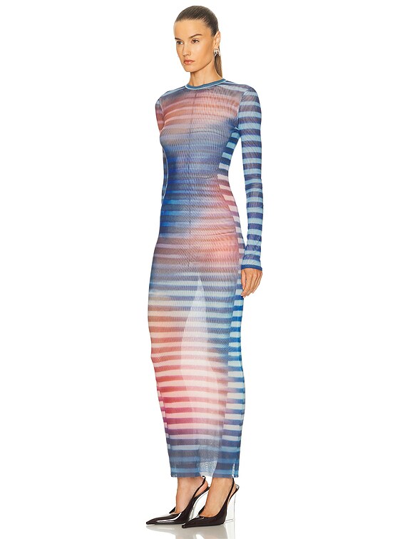 Jean Paul Gaultier Air Long Dress in Light Blue, Blue, & Peach | FWRD