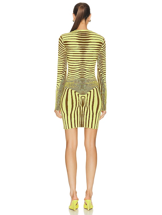 Jean Paul Gaultier Morphing Stripes Long Sleeve Dress in