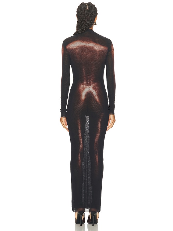 Asymmetric Collar Long Body Dust Print Dress