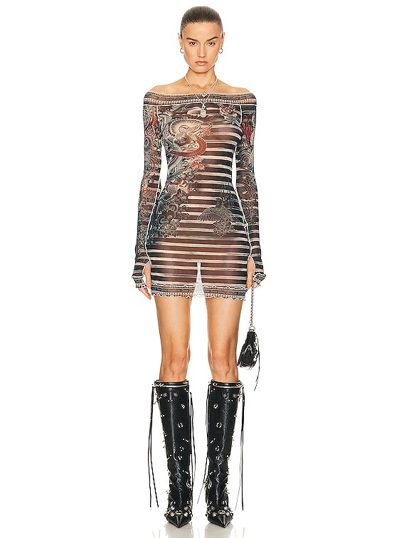 knee length dresses for ladies Jean Paul Gaultier 2012 S/S Soleil Tattoo Dress  Recess