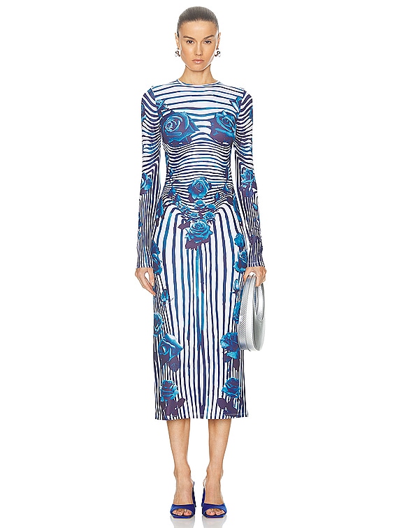 Jean Paul Gaultier FLOWER BODY MORPHING ドレス - White, Navy