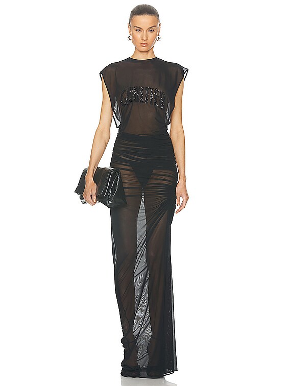 パーティードレス JEAN PAUL GAULTIER MESH LONG DRESS WITH SEQUINS Jean Paul Gaultier Sequins Gaultier Mesh Long Dress in Black