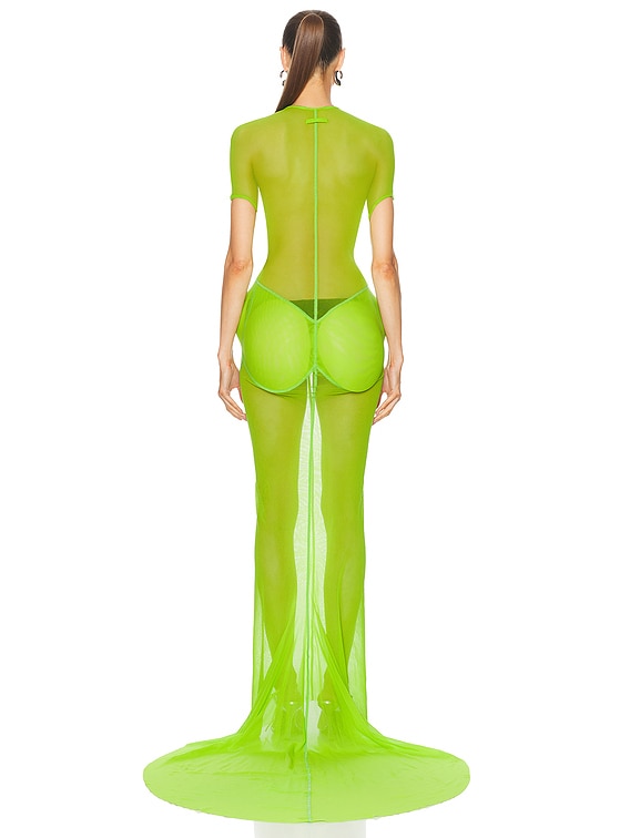 Jean Paul Gaultier X Shayne Oliver Mesh Fishtail Dress in Lime | FWRD