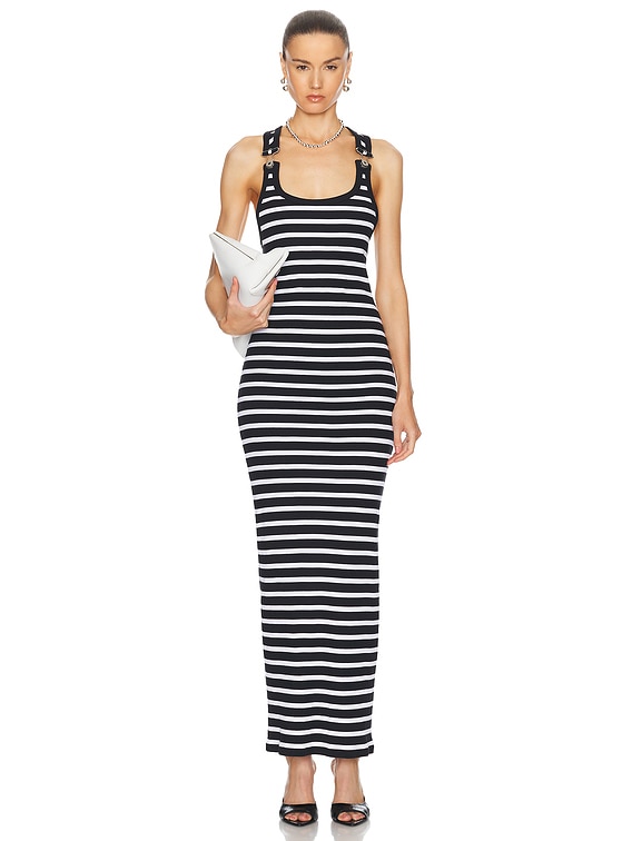Jean Paul Gaultier Ribbed Mariniere Long Dress in Black