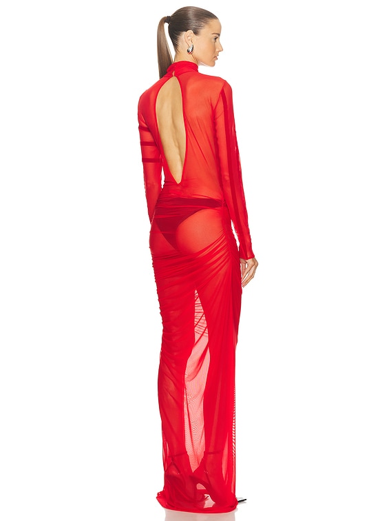 ワンピース JEAN PAUL GAULTIER Women Mid Skirts RO247T552 00301550 Red Jean Paul Gaultier Gaultier & Mariniere Turtleneck Draped