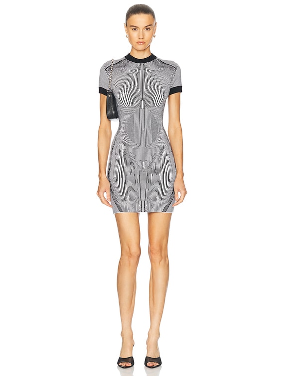 Morphing Pinstripe Short Dress