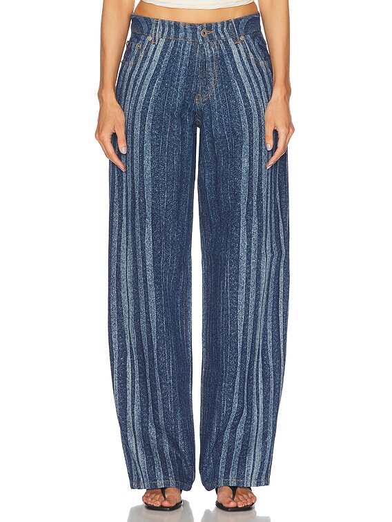 Jean Paul Gaultier Spiral Wide Leg Jeans in Indigo | FWRD