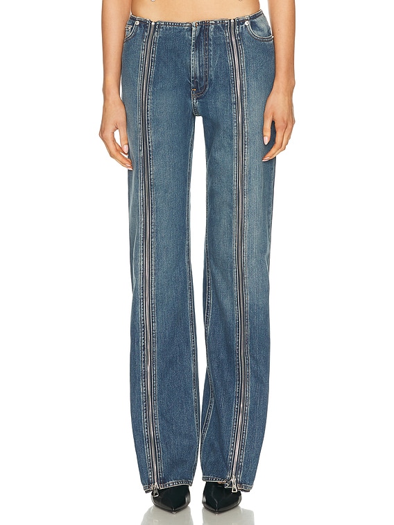 Jean Paul Gaultier Front Zipped Denim Trouser in Vintage Blue | FWRD