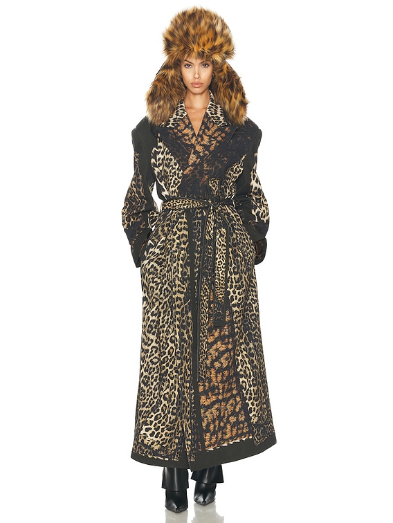 Jean Paul Gaultier Trompe L'oil Leopard Coat in Beige, Brown, Dark