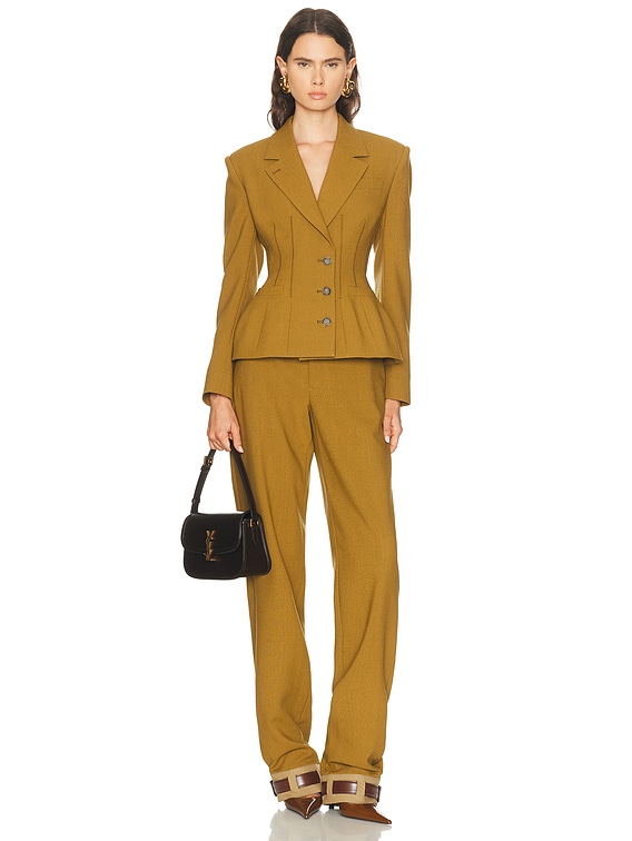 Jean Paul Gaultier Tailoring Wool Basque Jacket in Olive Green | FWRD