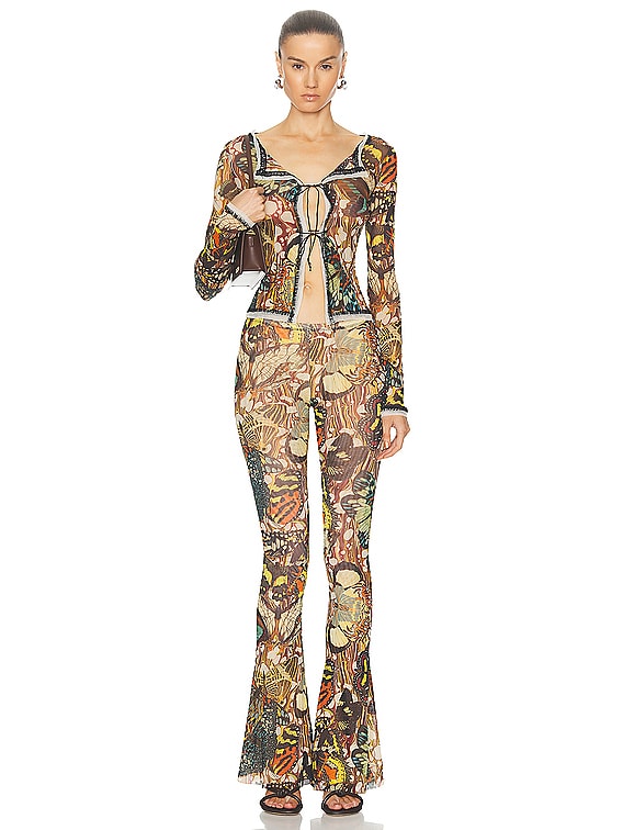 【Jean Paul Gaultier】 Papillonジャージフレアパンツ Jean Paul Gaultier PAPILLON パンツ - Yellow & Multicolor | FWRD