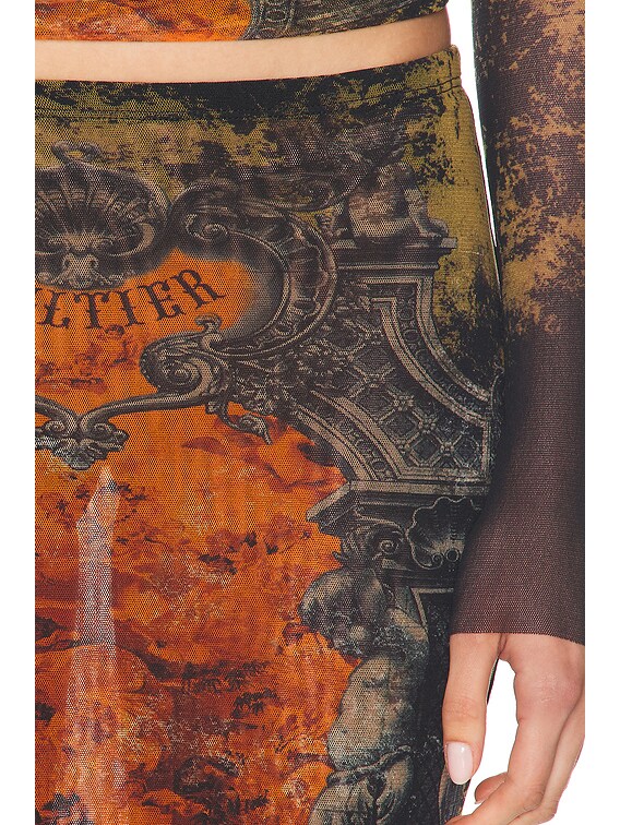 Jean Paul Gaultier Médaillon Long Skirt in Black, Khaki, & Orange