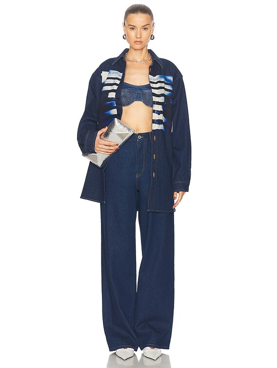 Jean Paul Gaultier Overalls Buckles Denim Bra Top in Vintage Blue