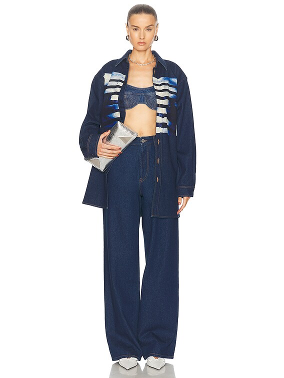 Jean Paul Gaultier Body Mariniere Denim Printed Shirt in