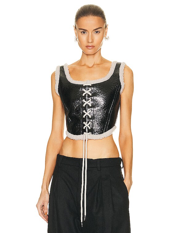 Jean Paul Gaultier Center Zip Bustier Top in Black & Ecru | FWRD