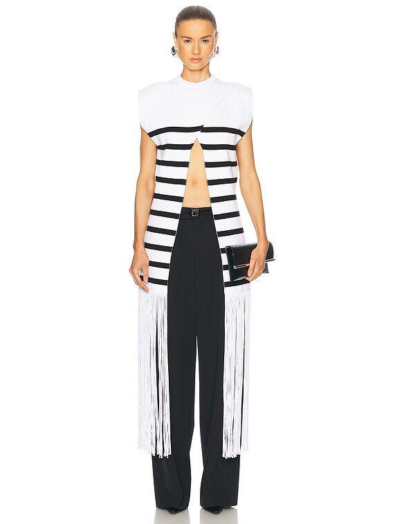 Jean Paul Gaultier Mariniere Crossed Top in White & Black | FWRD