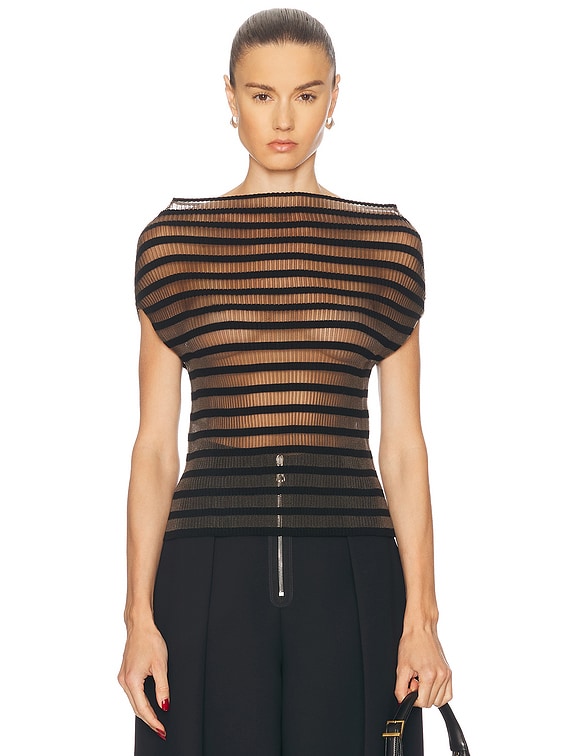 Jean Paul Gaultier Mariniere Striped Top in Black | FWRD