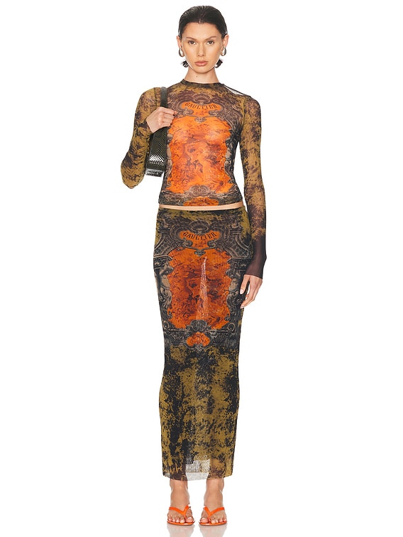 Jean Paul Gaultier Médaillon Long Sleeve Top in Black, Khaki