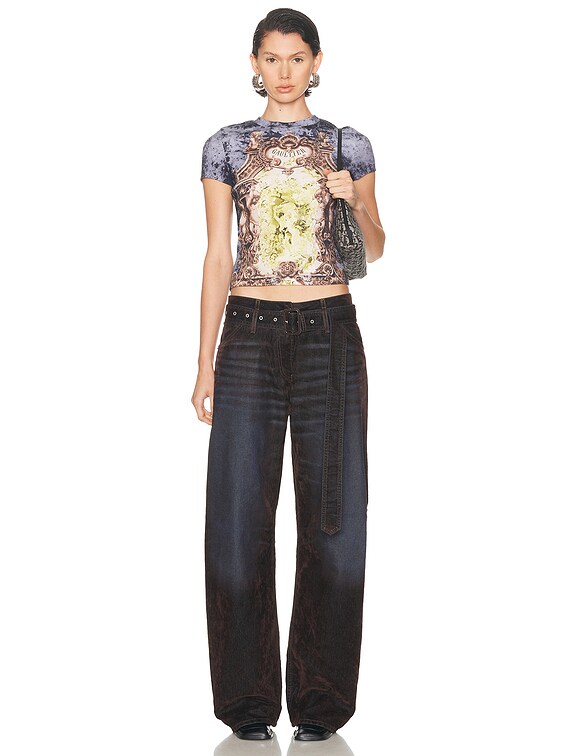 Jean Paul Gaultier Ribbed Medaillon Printed Tee in Black, Vintage