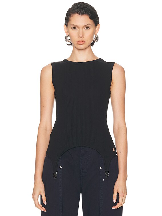 Jean Paul Gaultier Lingerie Garter Ribbed Tank Top in Black | FWRD