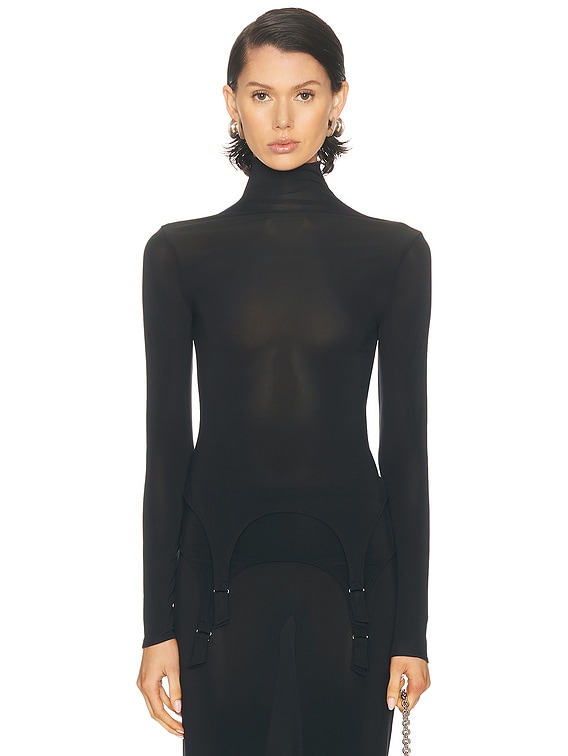 long sleeve garter dress Spotlight Hosiery Women's Long Sleeves Garter Dress with Holes at Front  Bodystocking Black at Amazon Women's Clothing store