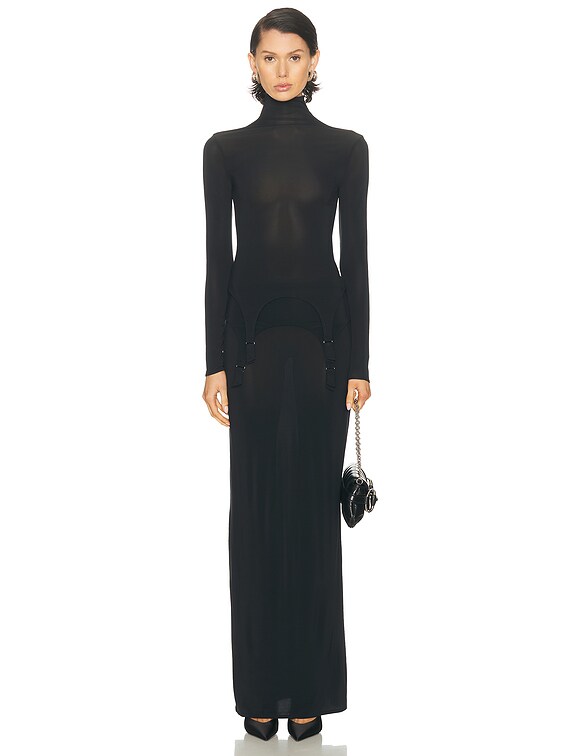 long sleeve galaxy dress Galaxy | Silver Sequin Turtle-Neck Long-Sleeve Maxi Dress