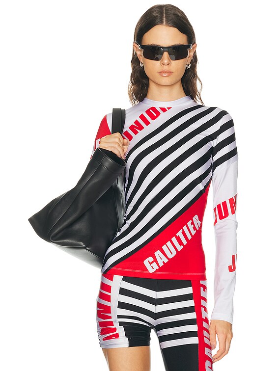 Jean Paul Gaultier Long Sleeve Top in Black, Red, & White | FWRD