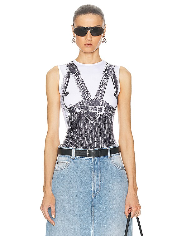 Jean Paul Gaultier Madonna Trompe L'oeil Tank Top in White & Black 