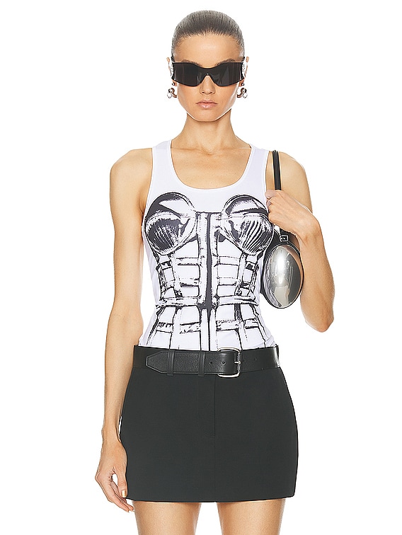 Jean Paul Gaultier Cage Trompe L'oeil Top in White & Black | FWRD