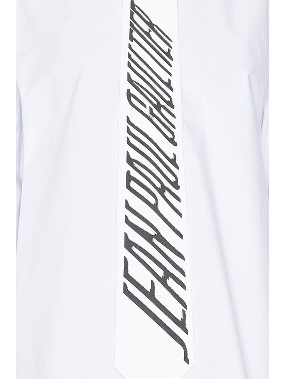 Jean Paul Gaultier Cotton Shirt With Printed Tie in White | FWRD
