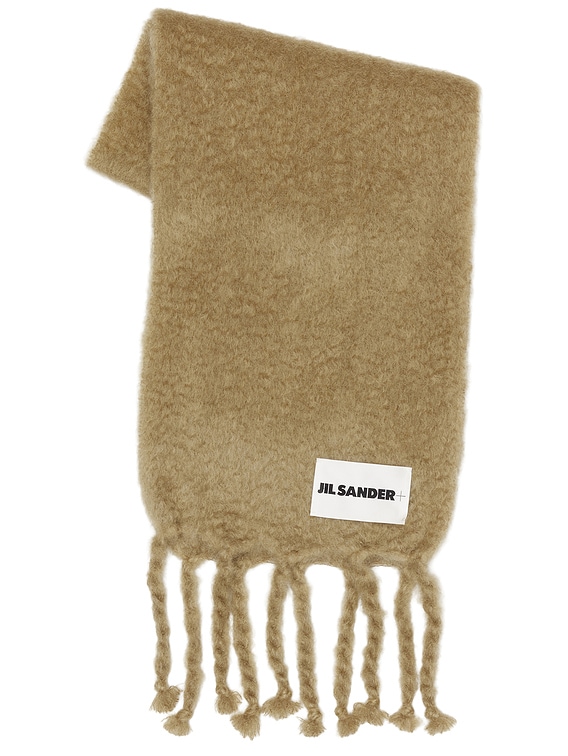 Jil Sander Logo Plain Scarf in Beige | FWRD