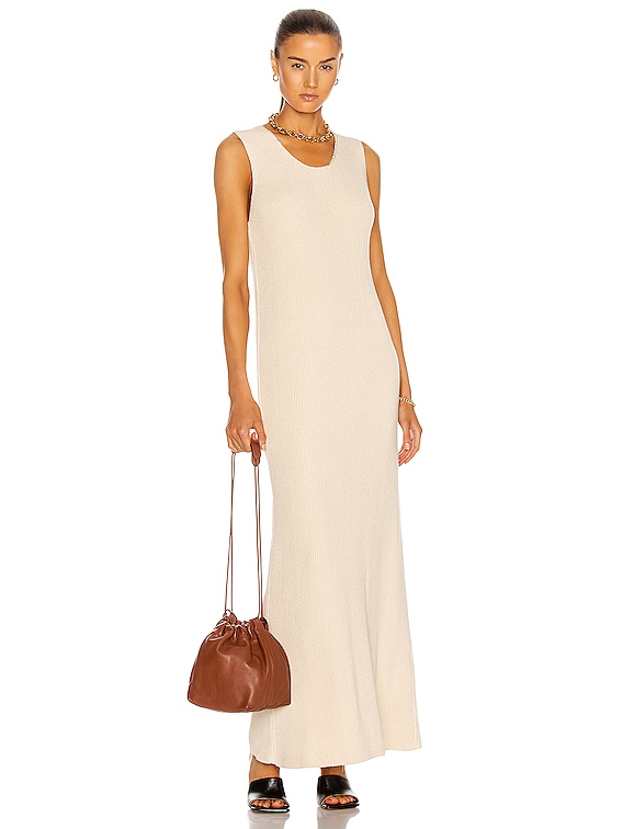 Jil Sander Sleeveless Ribbed Dress in Antique White | FWRD