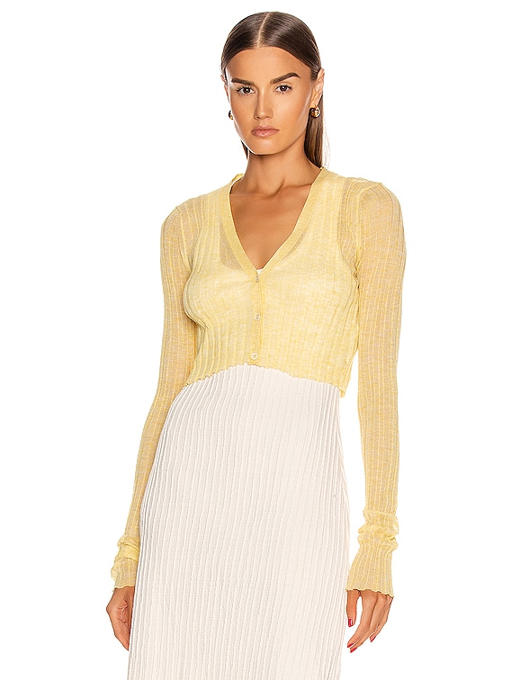 pastel yellow cardigan