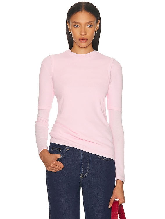 Jil Sander 3 Pack Tank, Tee & Long Sleeve Top in Neon Rose