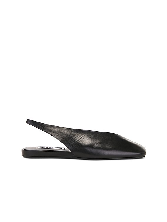 Jil Sander Folded Sling Back Flat in Black | FWRD