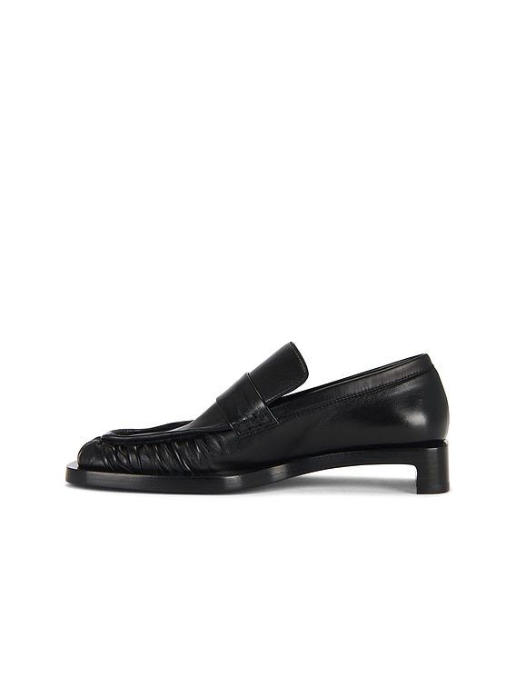 Jil sander レザーローファー メタリックブロックローヒール
