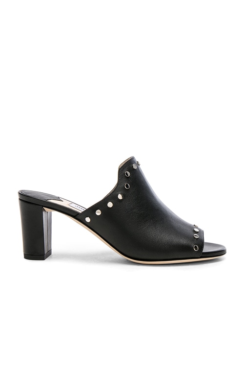 black mules with silver studs