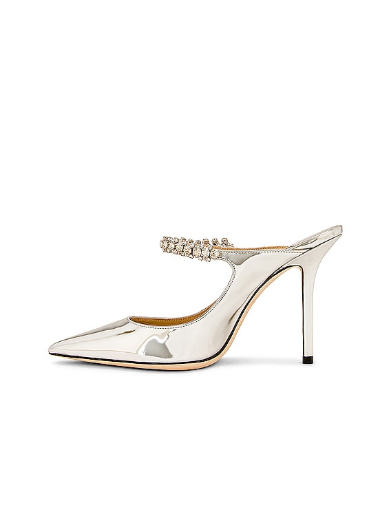 Jimmy Choo Bing 100 Liquid Metal Leather Heel in Silver | FWRD