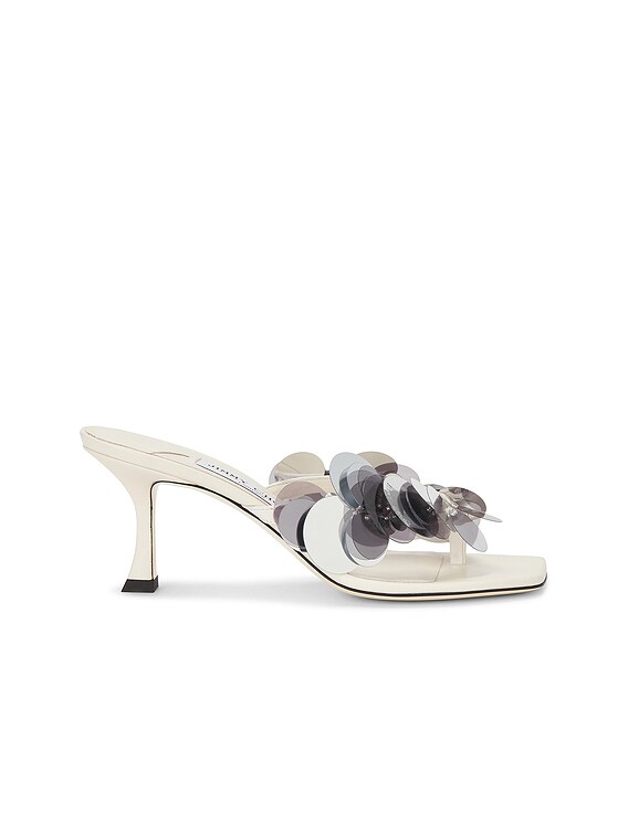 Jimmy Choo Freja 70 Sandal in Latte & Silver | FWRD